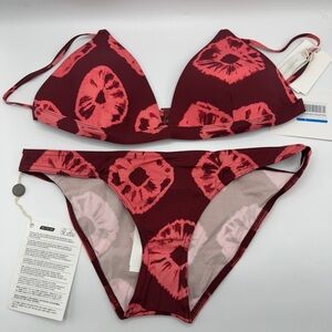 NEW NWT Zimmermann Two Piece Tie Dye Raspberry Triangle Top Low Rise Bikini Set